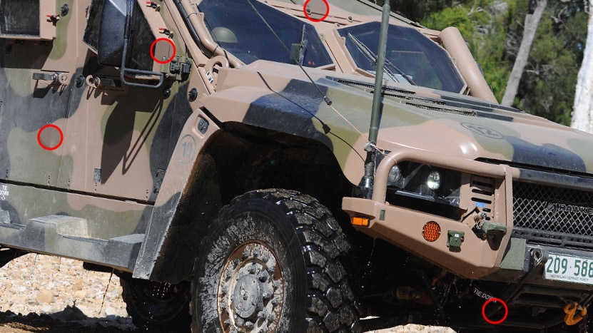 A close-up shot of the new Hawkei vehicle that has been purchased by the army.