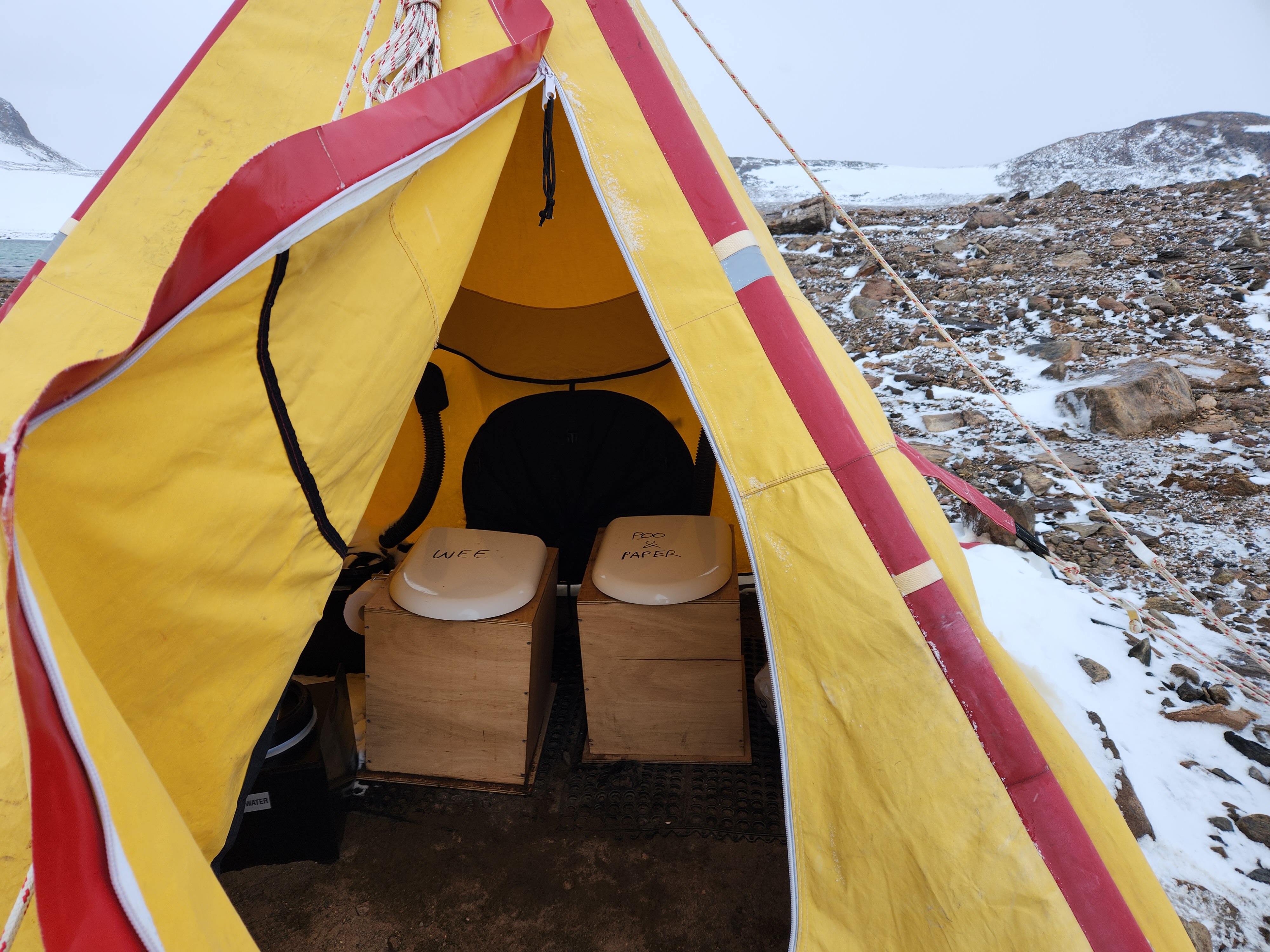 Toilet tent at Antarctic camp