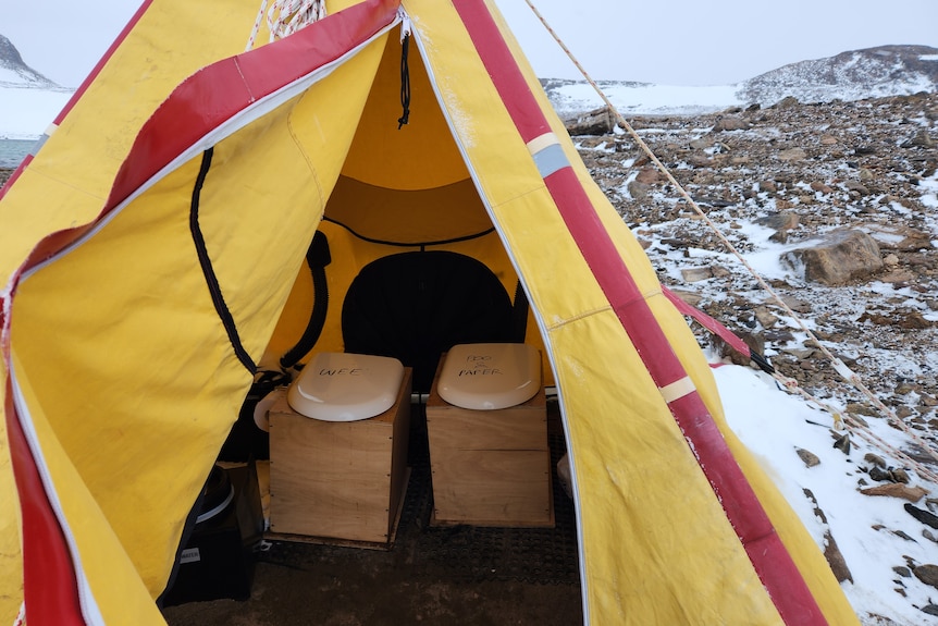 Toilet tent at Antarctic camp