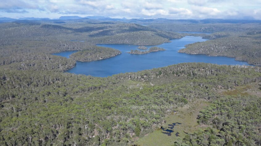 Lake Malbena, in central highlands area of Tasmania.