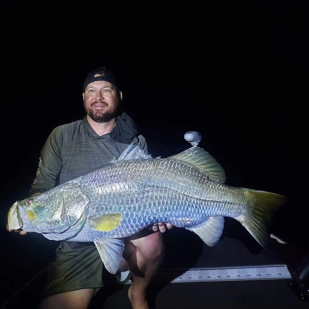 Jason Gerdes and one of the billabong fish that helped him take out the Top End Barra Series round. 