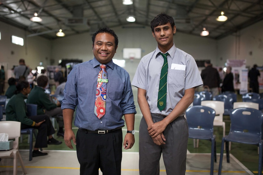 Coolgardie CAPS science teacher Allan Alipio at his school's science fair.