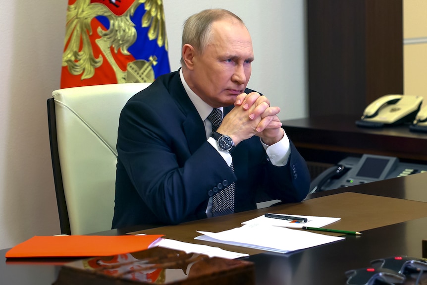 Vladimir Putin chairs a Security Council meeting.