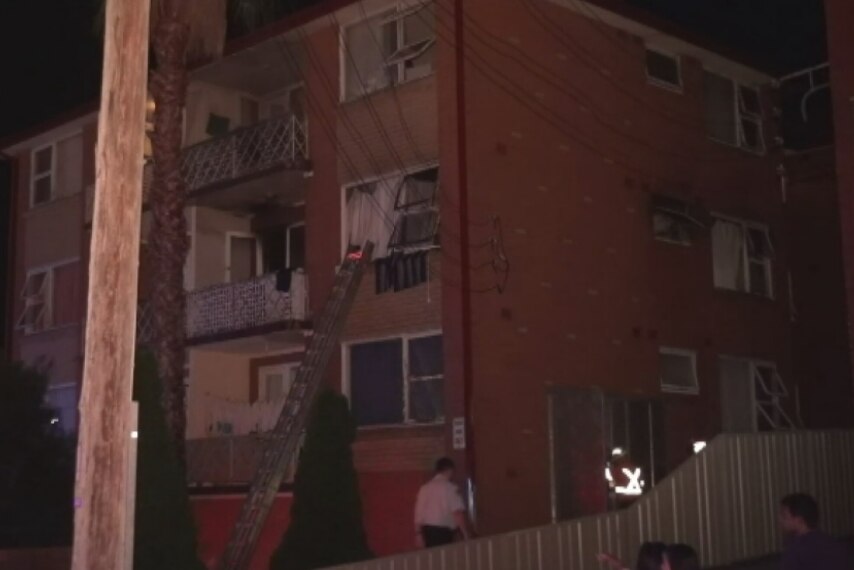A woman was rescued after a fire broke out in a second storey unit in Lakemba.