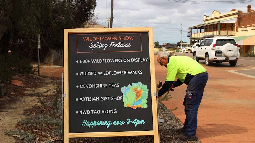 Volunteers have been busy installing signage throughout the town, directing visitors to the Wildflower Show.