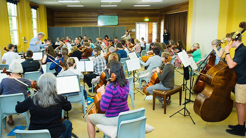 An orchestra playing