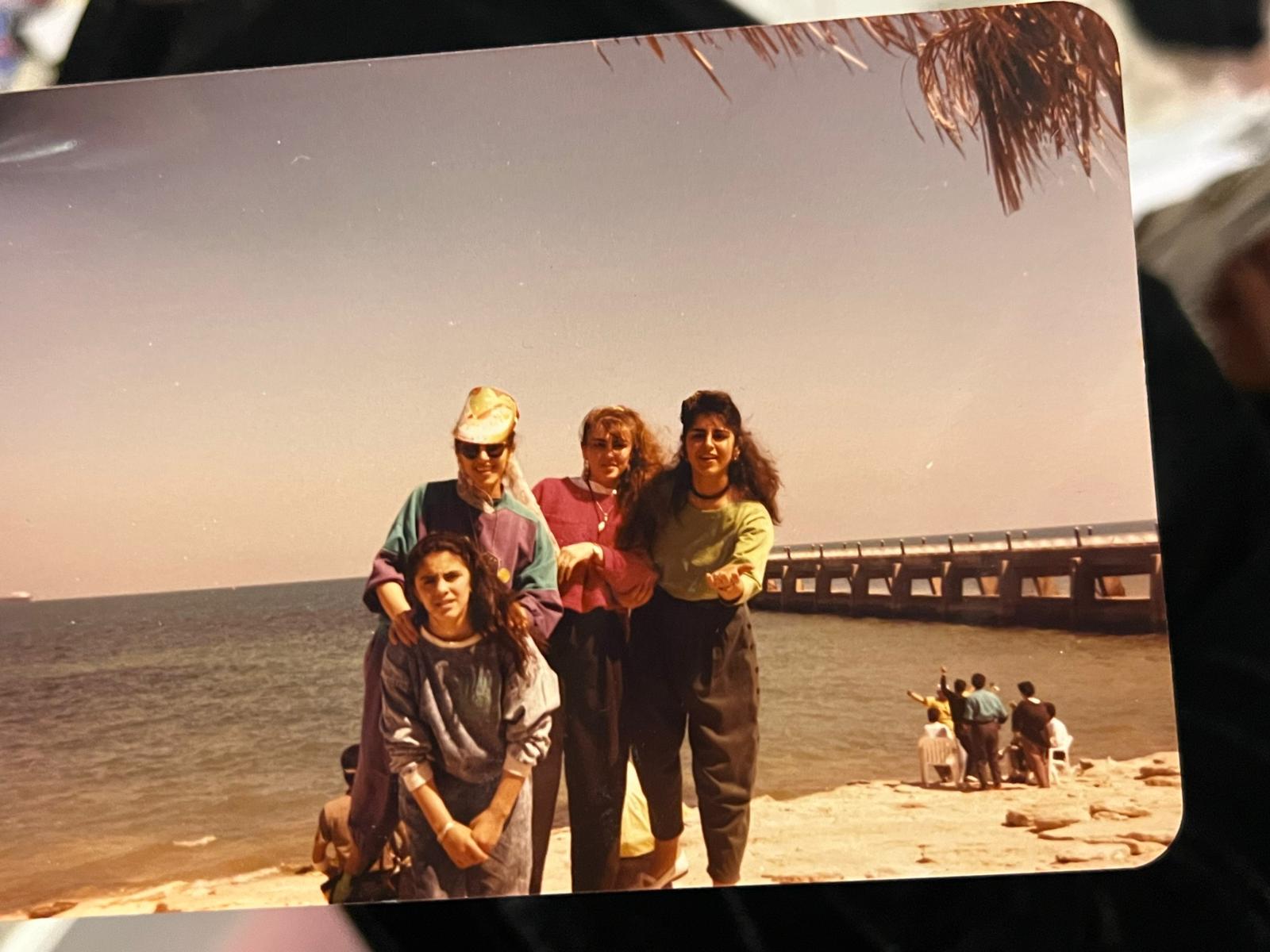 An old photograph of Sue with her sisters in Lebanon.