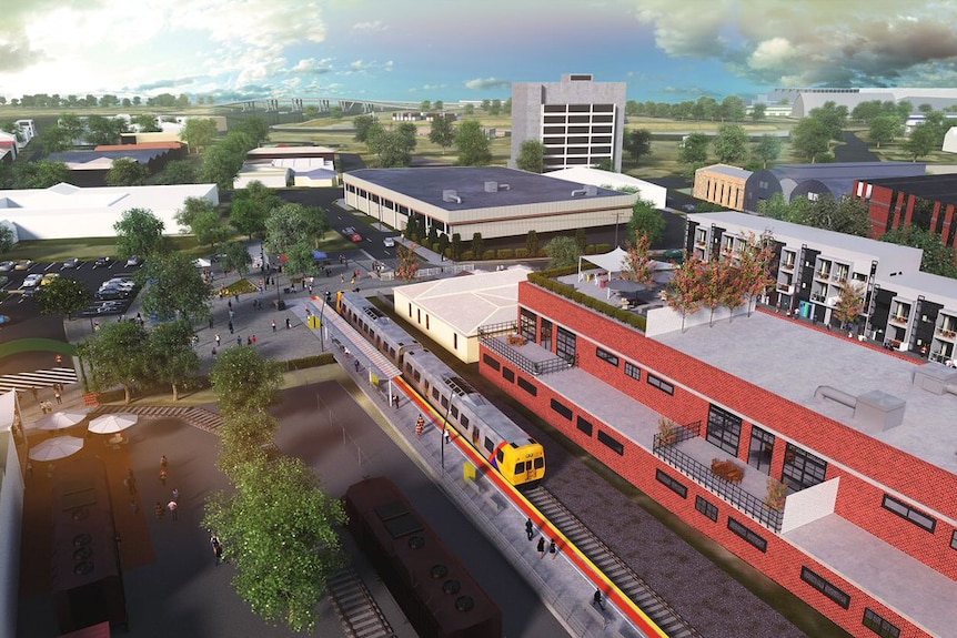 Illustration of planned new train station for Port Adelaide.