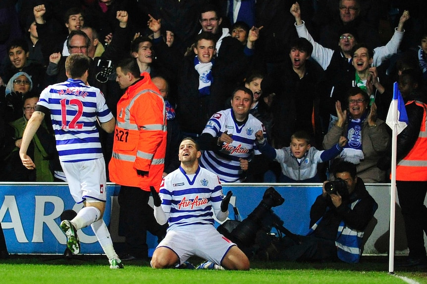 Adel Taarabt's (C) double against Fulham gave QPR its first win, 17 matches into the season.