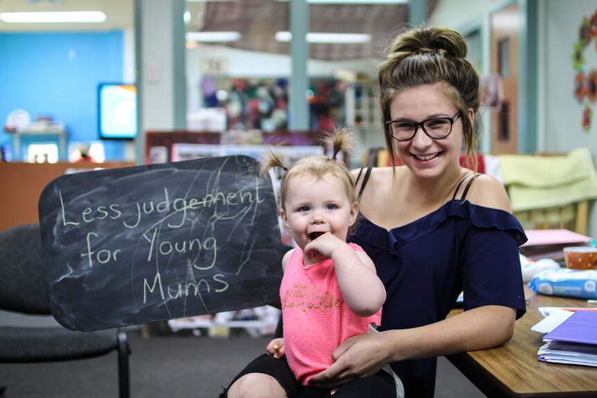 Young mother and student Taylah Larkins and her one-year-old daughter, Aubree.