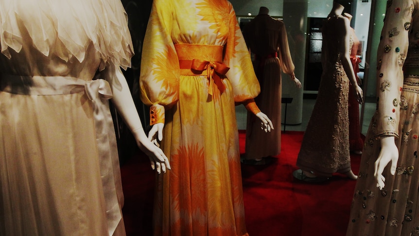 Outfits worn by late actress and Monaco Princess Grace Kelly that form part of an exhibition of the star's wardrobe