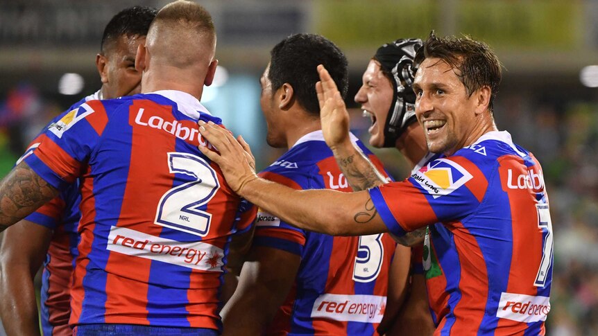 Mitchell Pearce and his Knights are happy