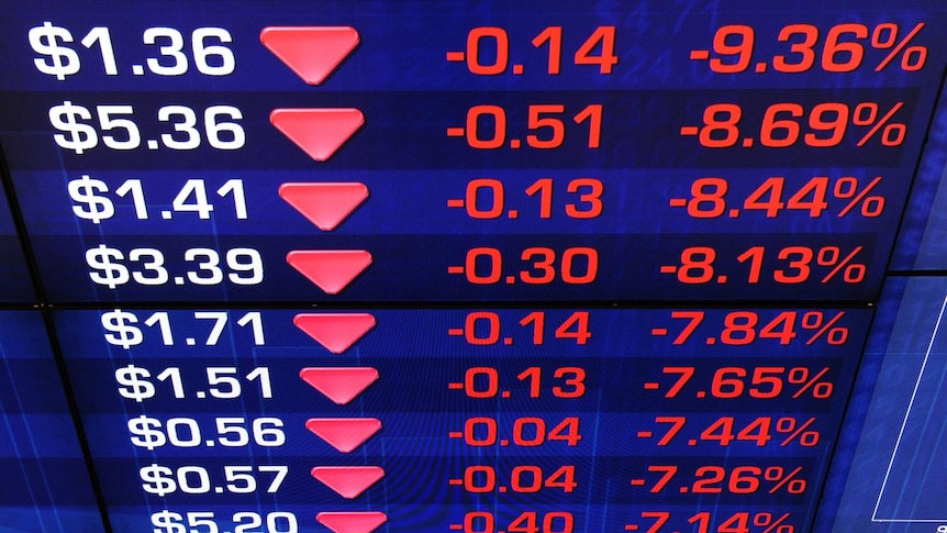 Board at ASX shows share price drop