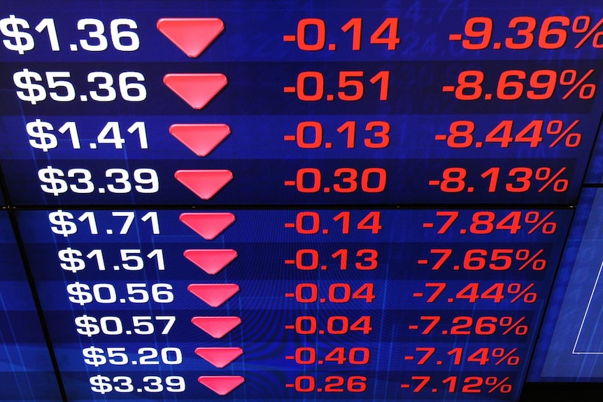 Board at ASX shows share price drop