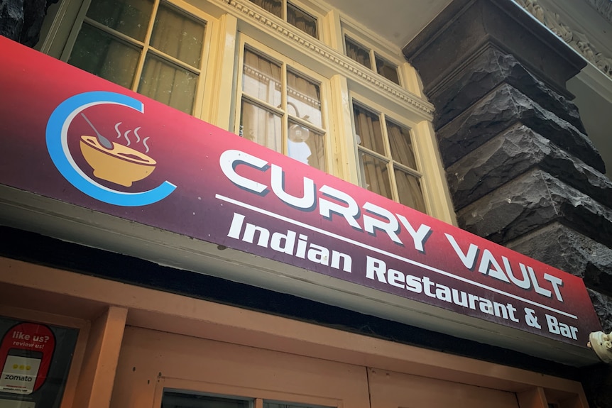 A sign at the Curry Vault Indian Restaurant in Melbourne.