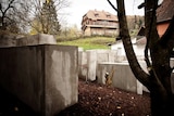A pared-down version of Berlin's Holocaust memorial concrete blocks built by a German political art group
