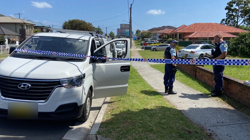 nsw police at a crime scene where a woman was found inside a home in Bankstown