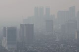 Air pollution covers the city of Jakarta