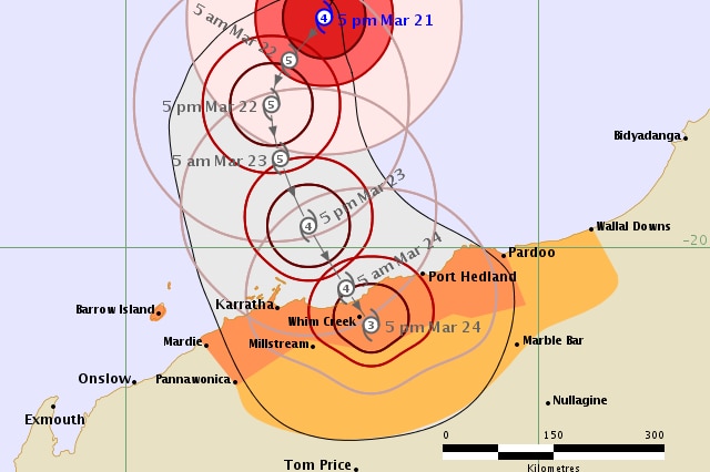 Cyclone Veronica tracking map.