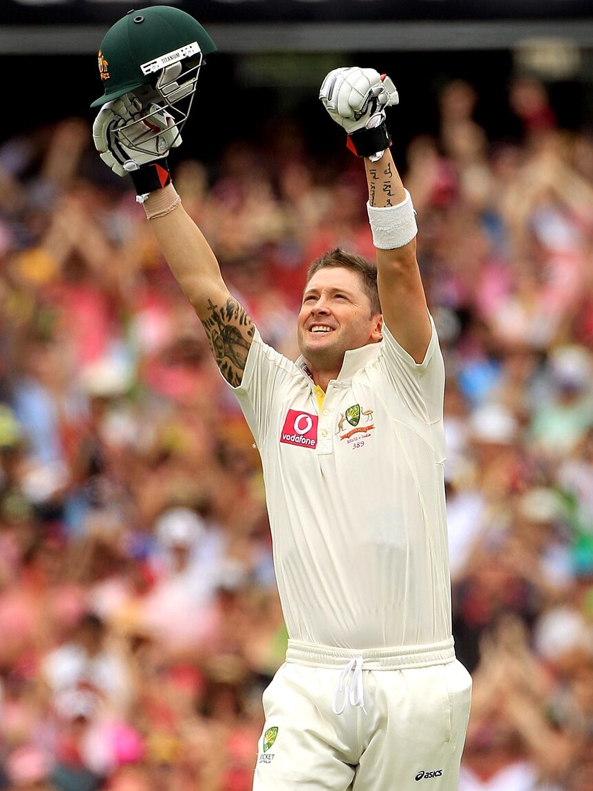 Michael Clarke celebrates his triple century at the SCG (Getty Images: Hamish Blair)