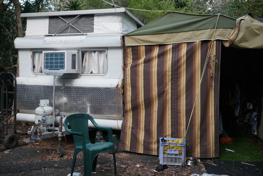 Leia McCabe's caravan and annexe.