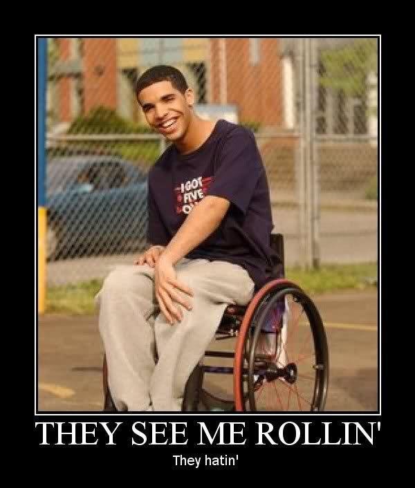 The meme of Drake as his Degrassi Junior High character and the caption: "they see me rollin, they hatin'