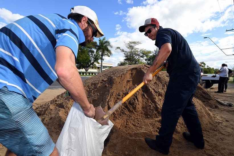 Local fill up sandbags in Rockhampton, Monday, April 3, 2017.