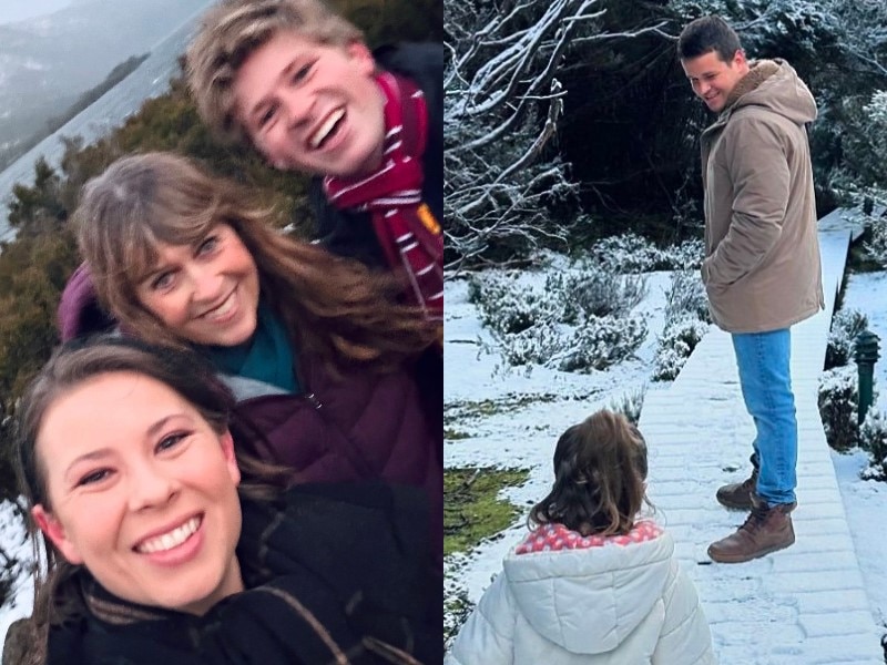 Composite of Irwin family holiday photos in Tasmania.