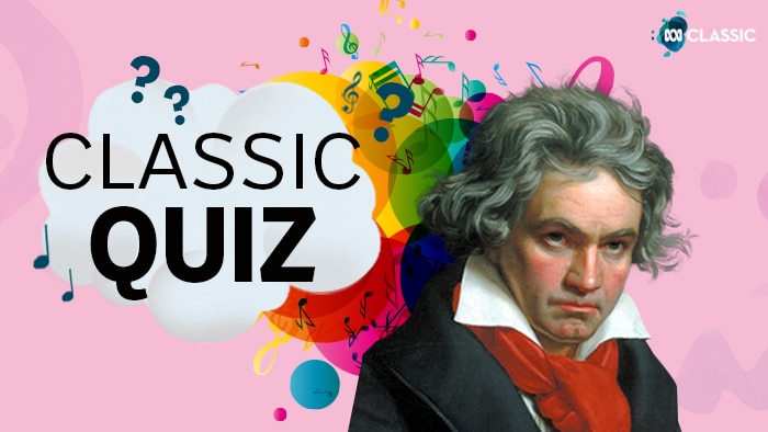 Beethoven in front of the words "Classic Quiz"