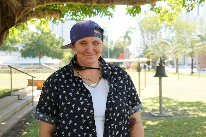 Renae Bretherton stands in a park in Darwin city