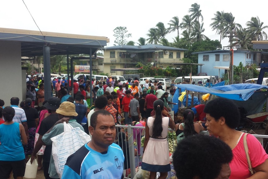 Crowds gather at Nausori Supermarket