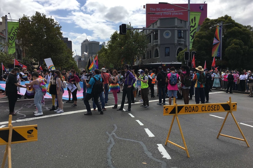 Demonstrators blocked off Oxford Street in Sydney.