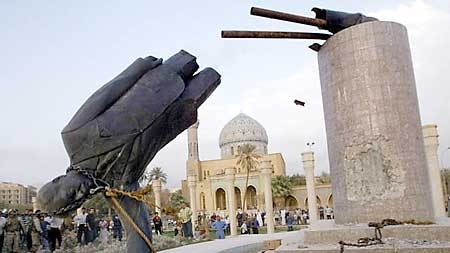 Saddam statue pulled down