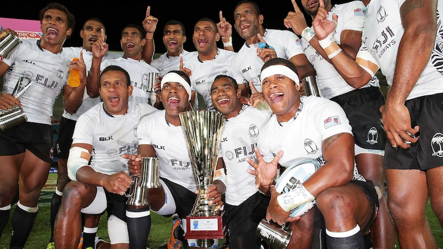 Champions again ... Fiji beat Samoa 31-24 to take out the Gold Coast Sevens 2014 title