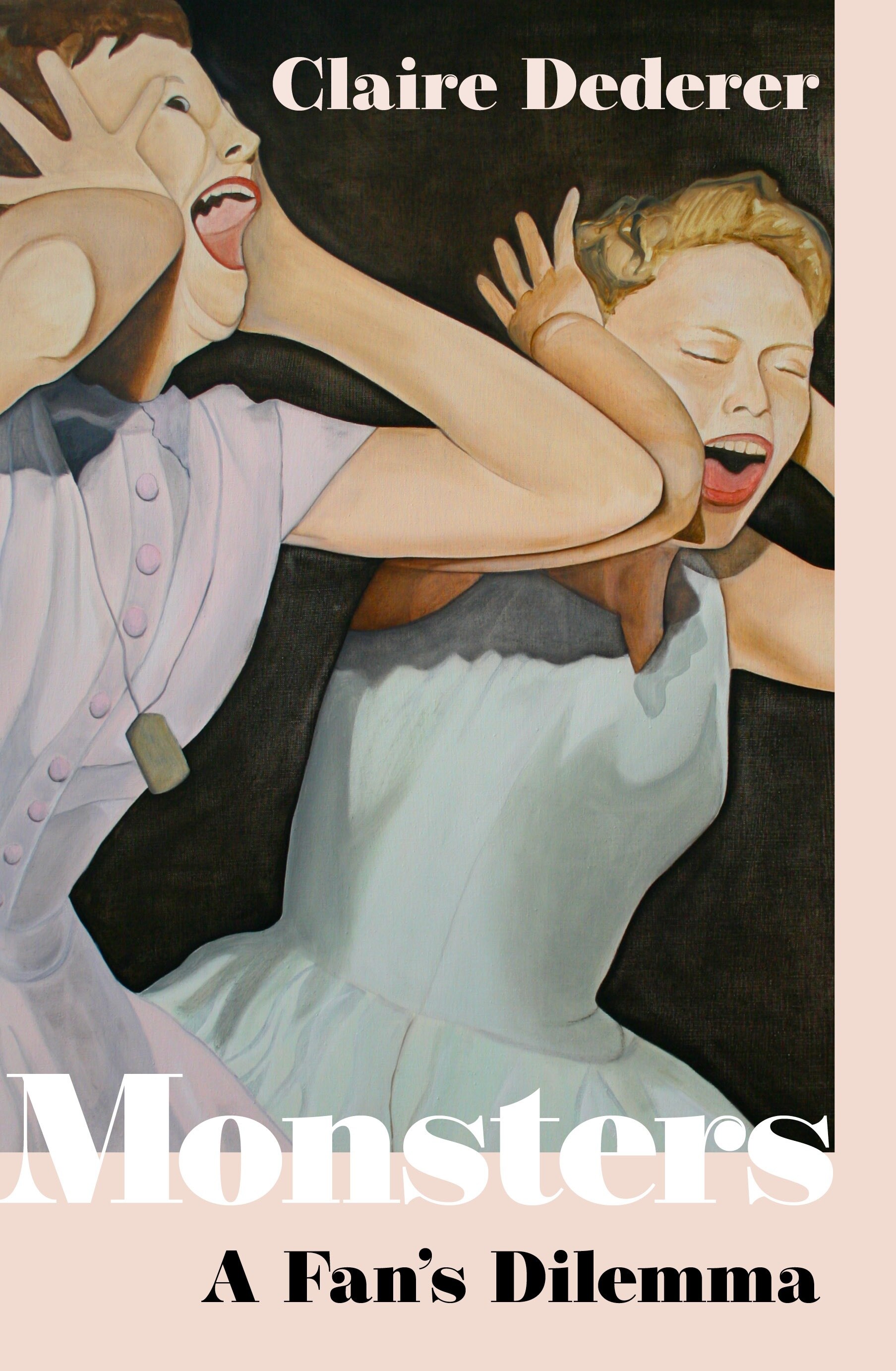 A book cover showing a painting of two women in 50s-style garb screaming and holding their hands to their heads
