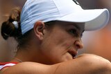 Ashleigh Barty looks perplexed at the Australian Open