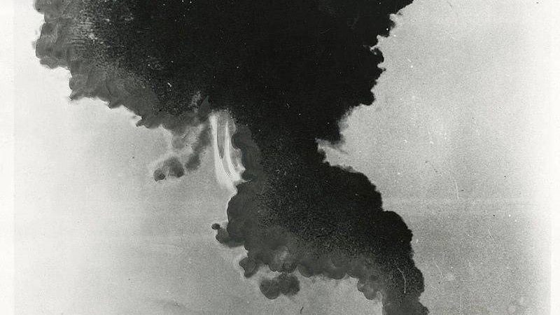 The mushroom cloud from the Totem 1 nuclear test at Emu Field.