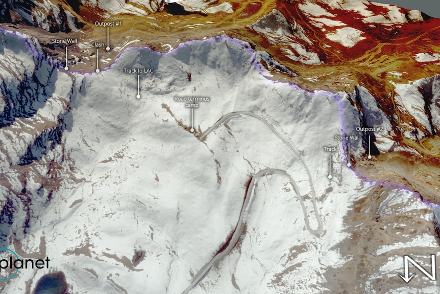 Satellite view of Himalayan snow in LAC.