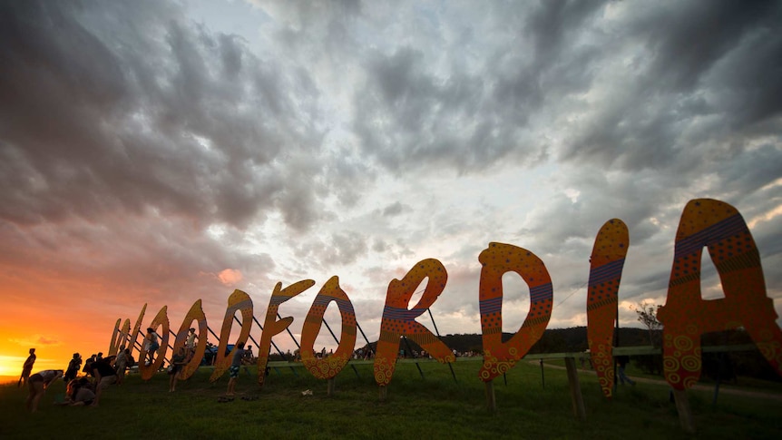 Woodfordia sign at Woodford Folk Festival
