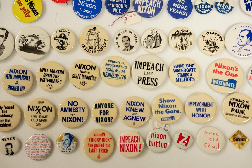 Nixon buttons at the National Museum of American History