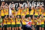 Australia celebrates winning the Women's Rugby League World Cup