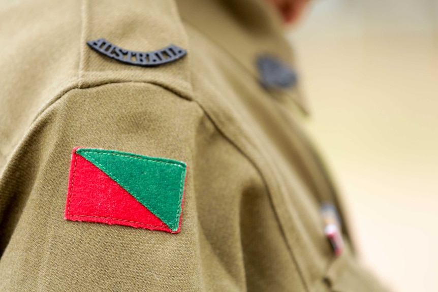 The sleeve of a jacket with the patch worn by Harry Peard's unit at Beersheba.