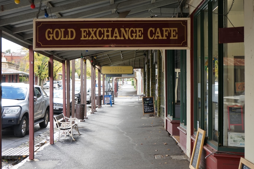 The street view outside the Gold Exchange Cafe in Maldon.