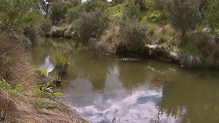 Creek where body was found dumped at Mount Cottrell, north-west of Melbourne