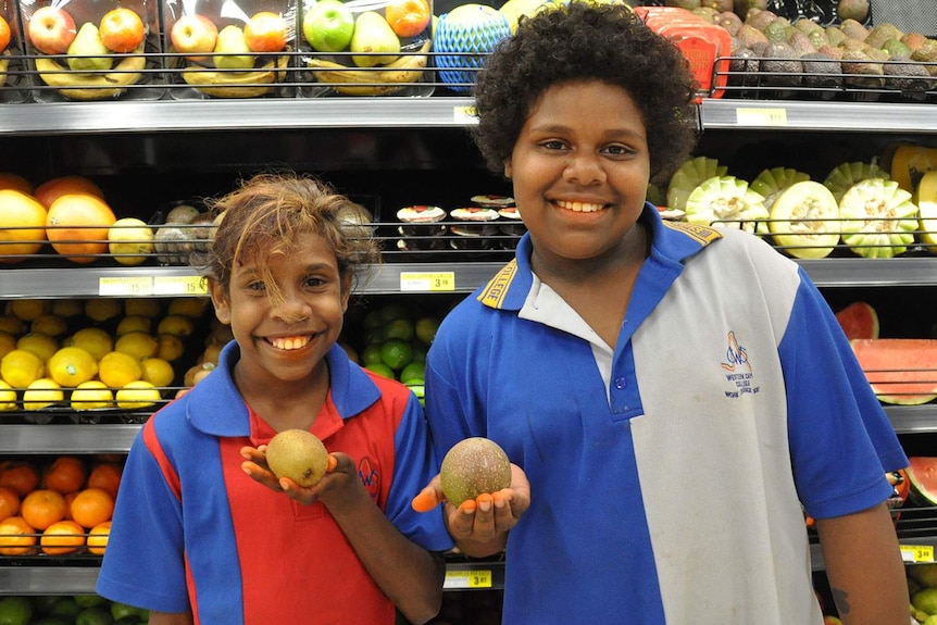 Children at Napranum's new supermarket, near Weipa on Queensland's western Cape York in August 2014.
