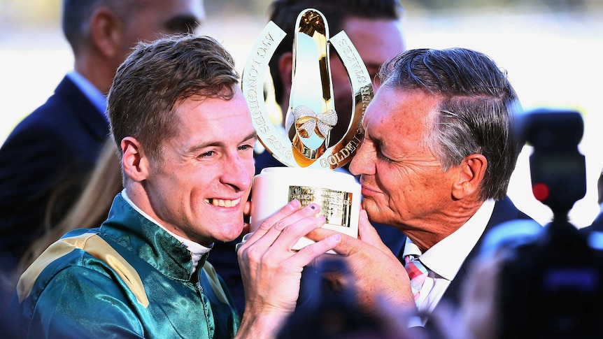 Blake Shinn and Peter Snowden celebrate Slipper win