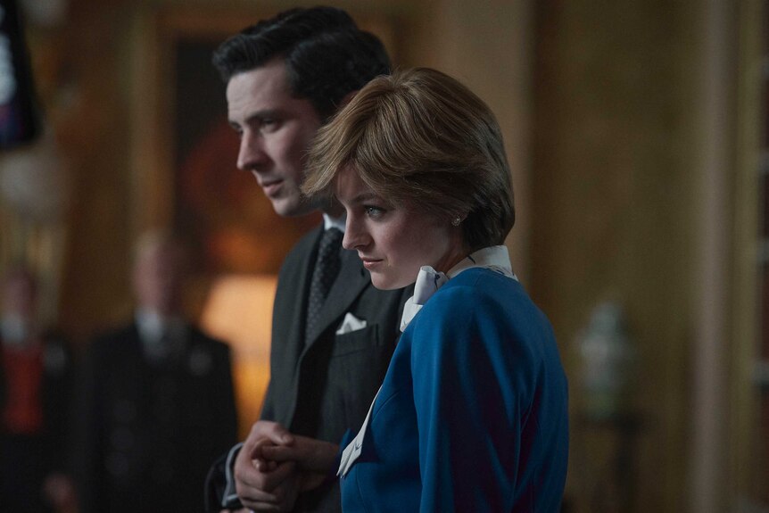 A scene from The Crown depicting Princess Diana and Prince Charles.