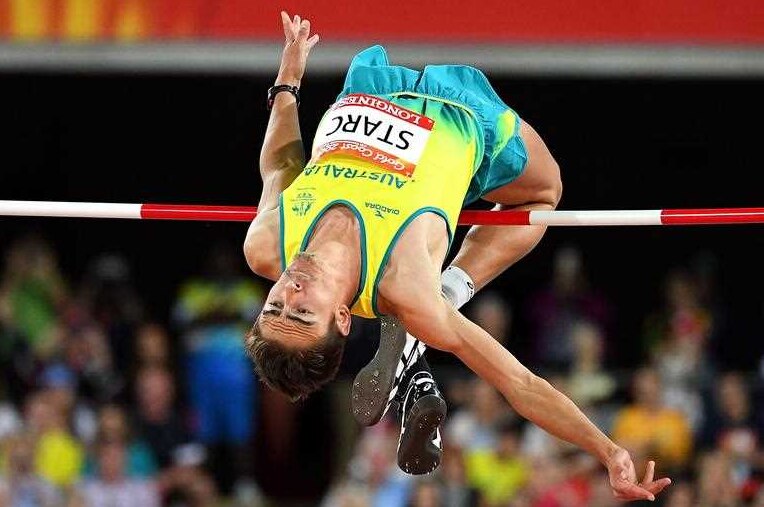 Brandon Starc competing in the high jump final
