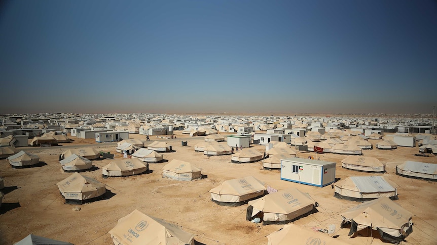 Aerial photo of Zaatari refugee camp in Jordan