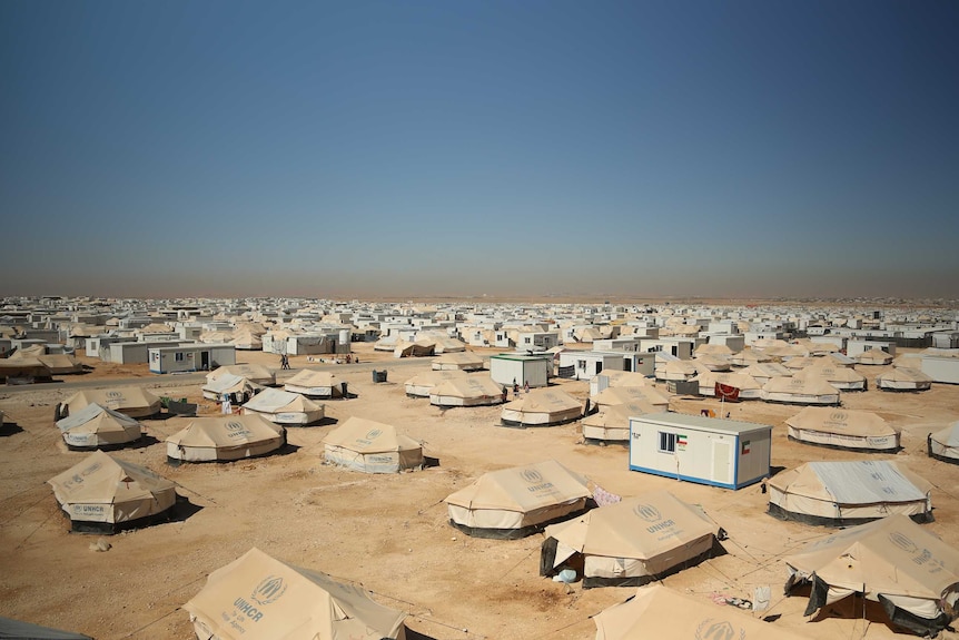 Aerial photo of Zaatari refugee camp in Jordan
